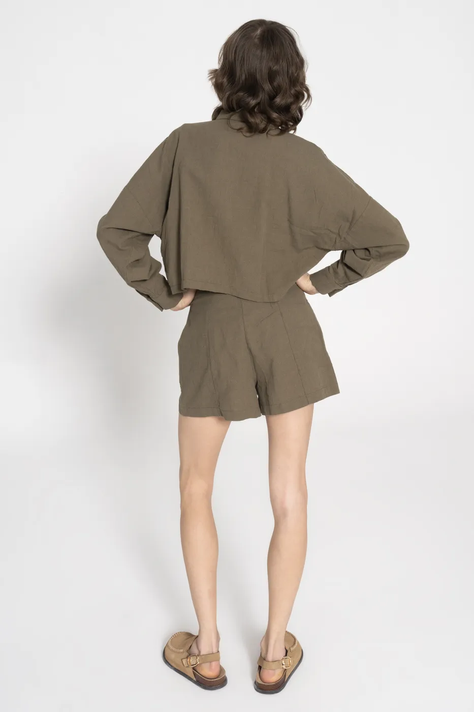 Bayan Haki Keten Mini  Şort