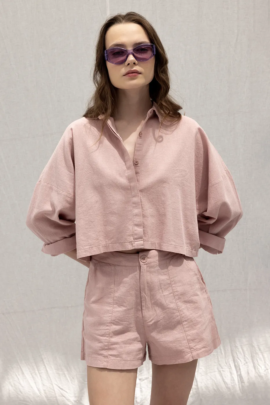 Bayan Pudra Keten Mini  Şort