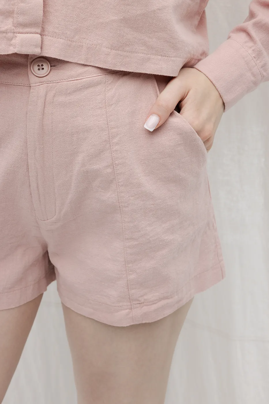 Bayan Pudra Keten Mini  Şort