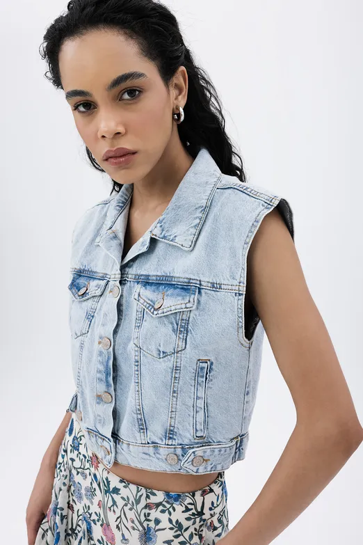 Bayan Mavi Denim Yelek - BSL