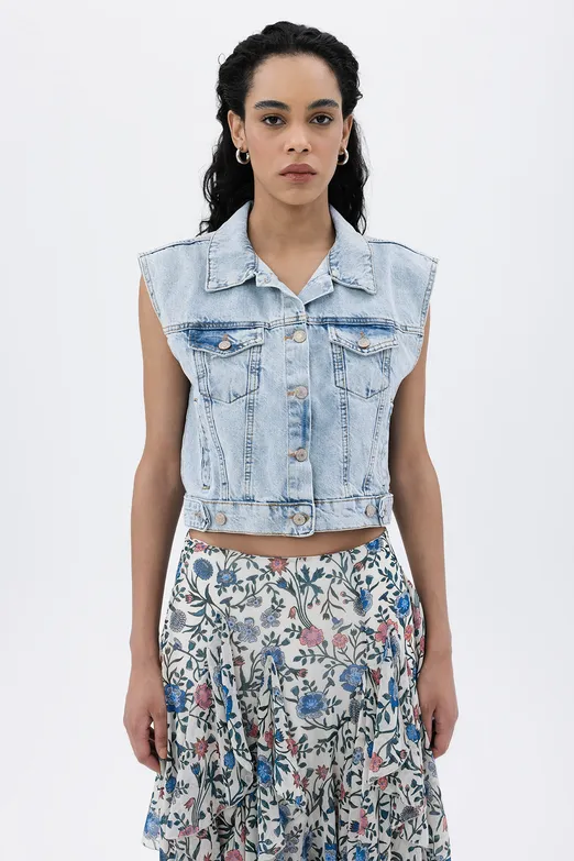 Bayan Mavi Denim Yelek - BSL