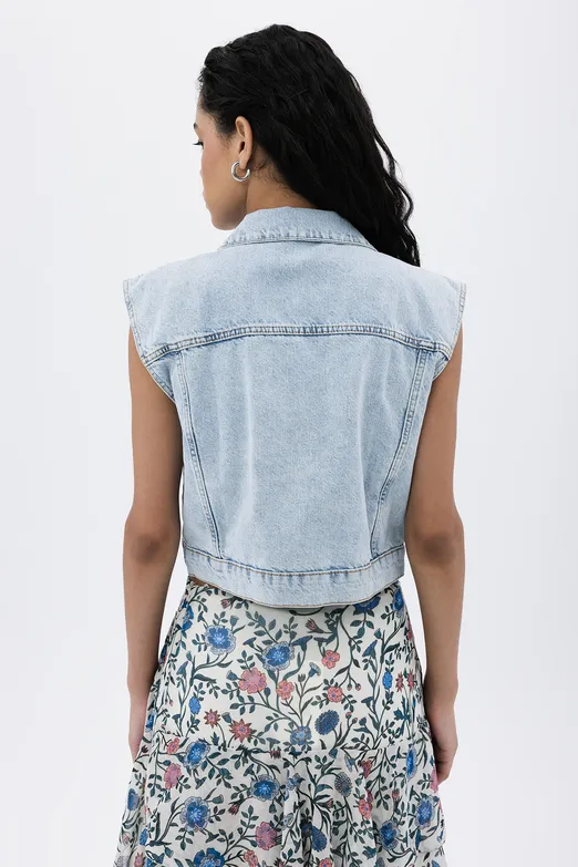 Bayan Mavi Denim Yelek - BSL