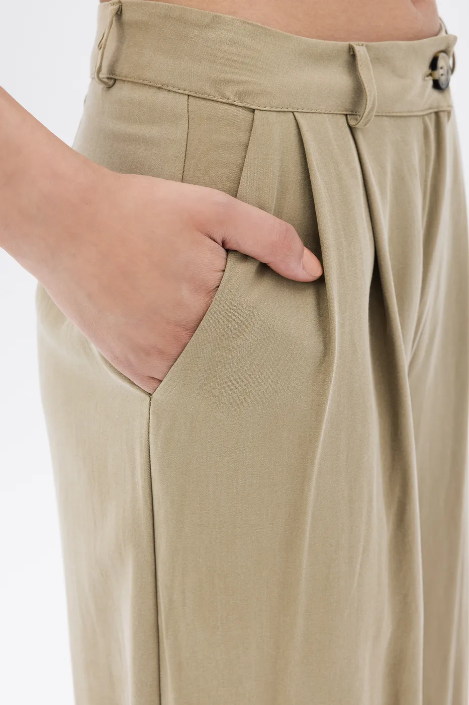 Bayan Yeşil Tencel  Palazzo Dökümlü Pantolon