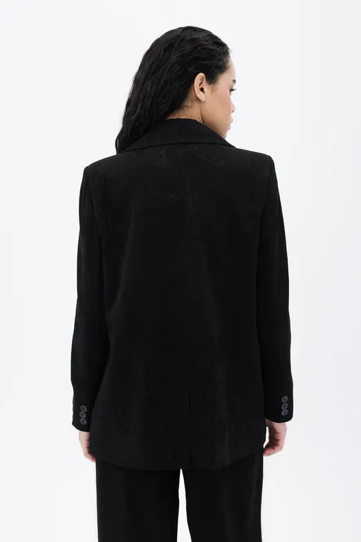 Bayan Siyah Saten Blazer Ceket - BSL