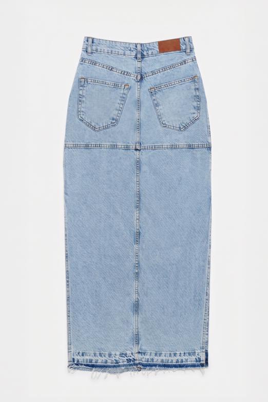 Yırtmaçlı Yüksek Bel Denim Etek