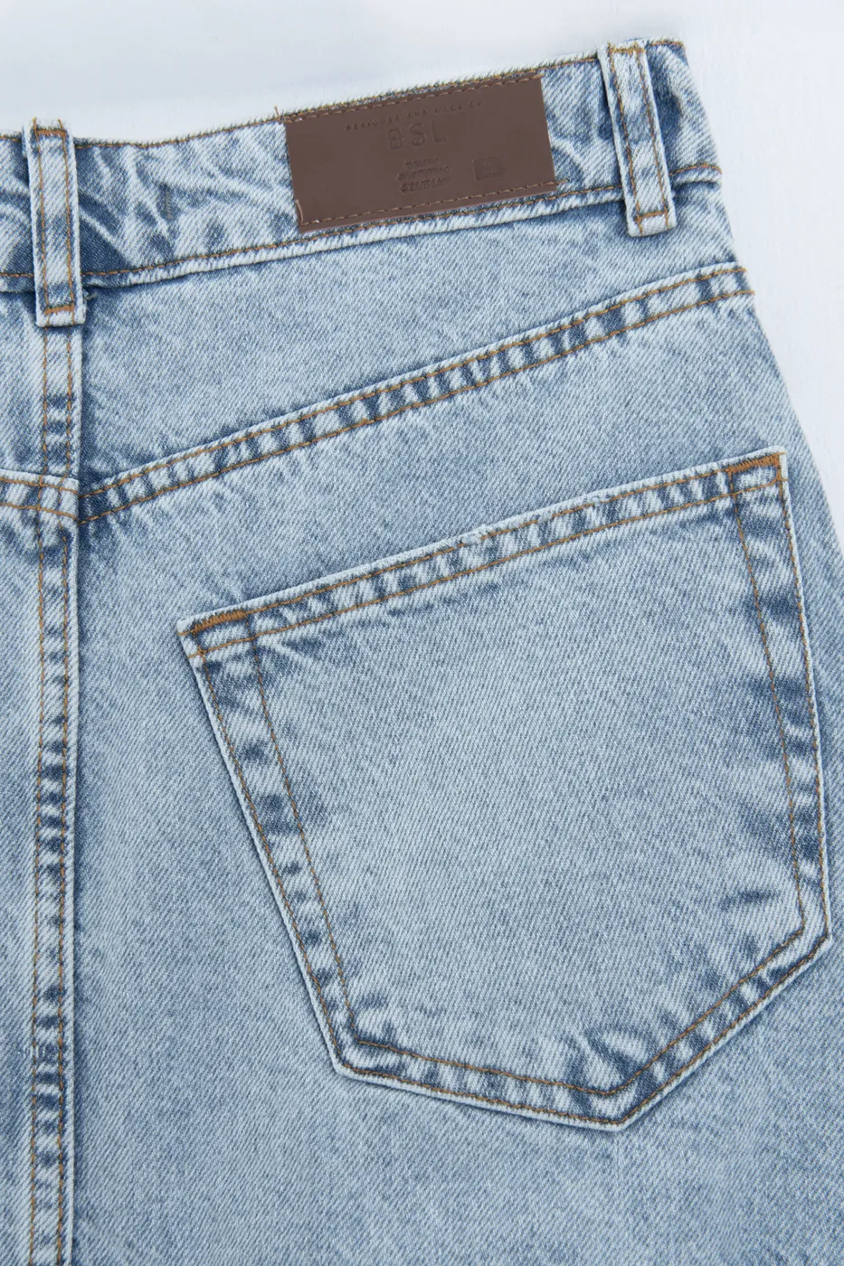 Bayan Mavi Yırtmaçlı Yüksek Bel Denim Etek