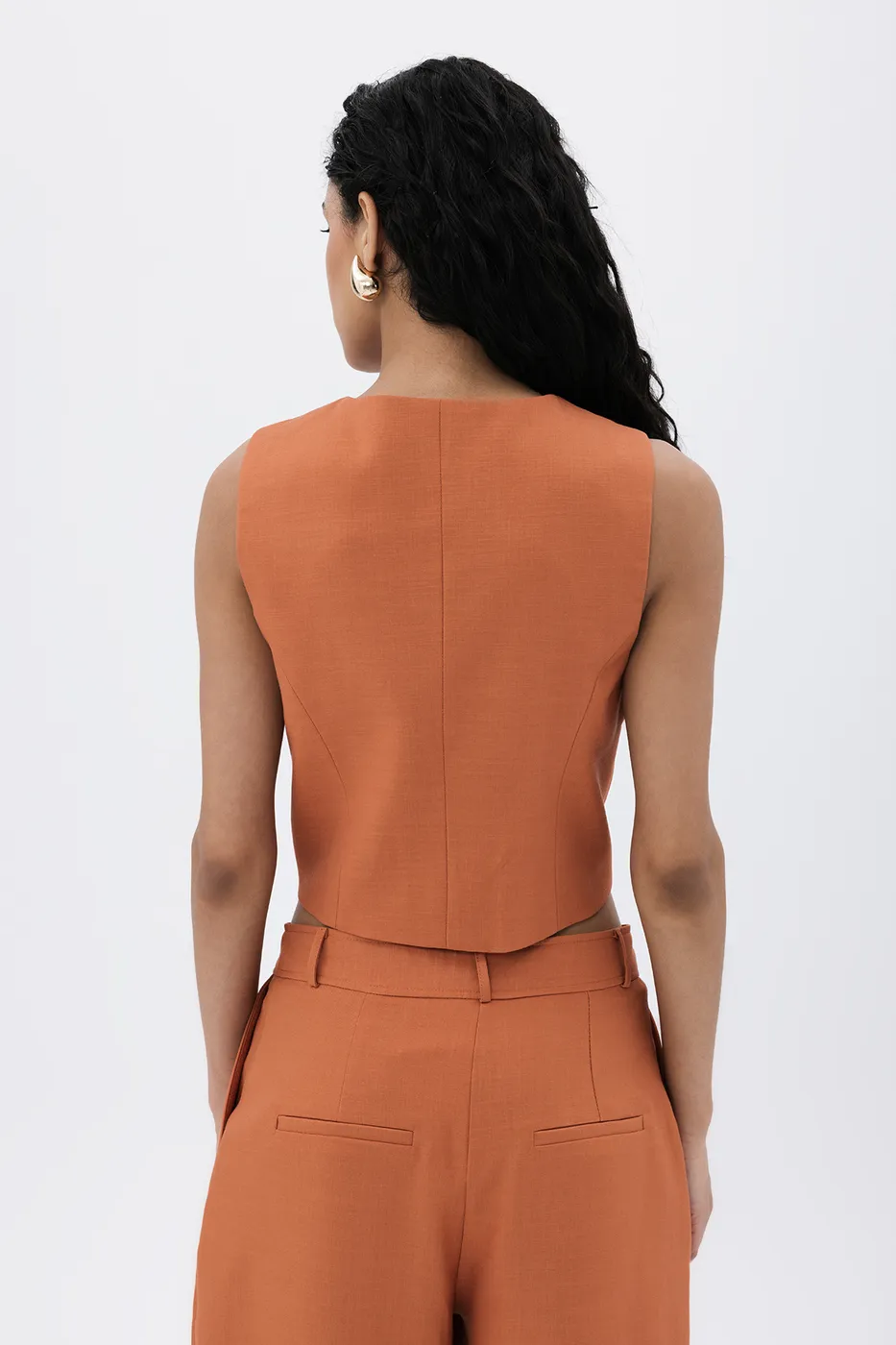 Bayan Tarçın Düğmeli Fit Yelek