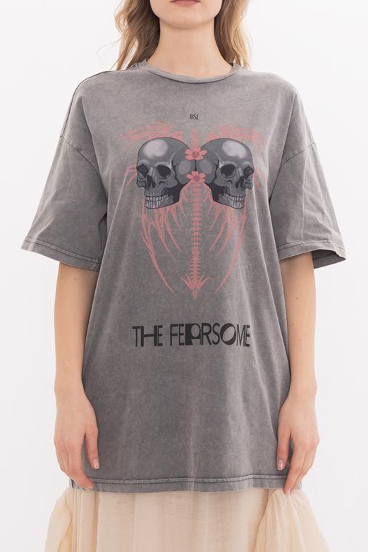 Bayan  Oversize Baskılı Tshirt