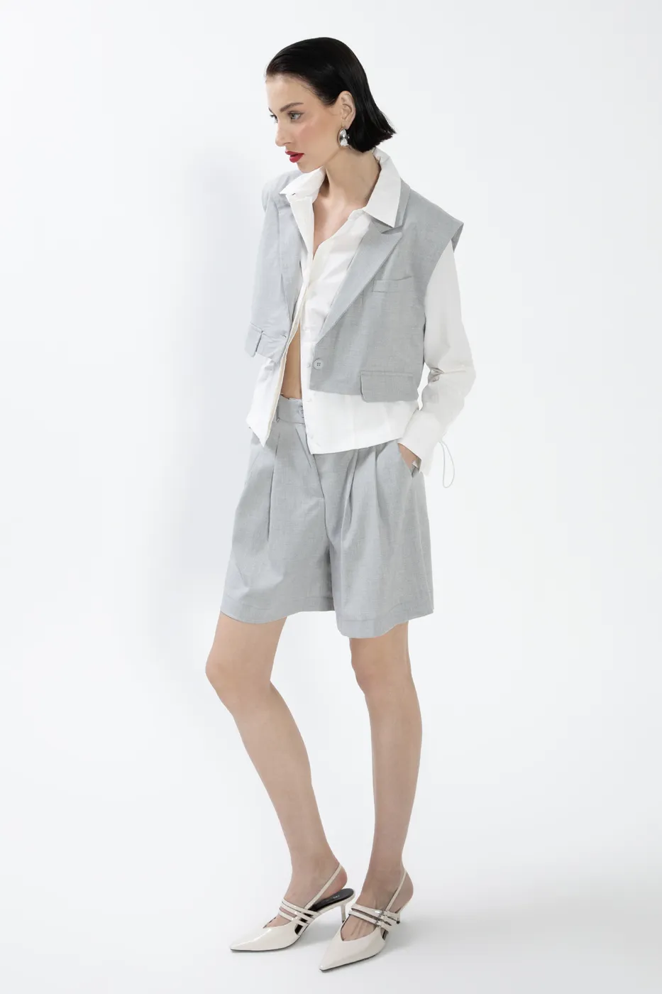 Bayan Gri Bermuda Şort