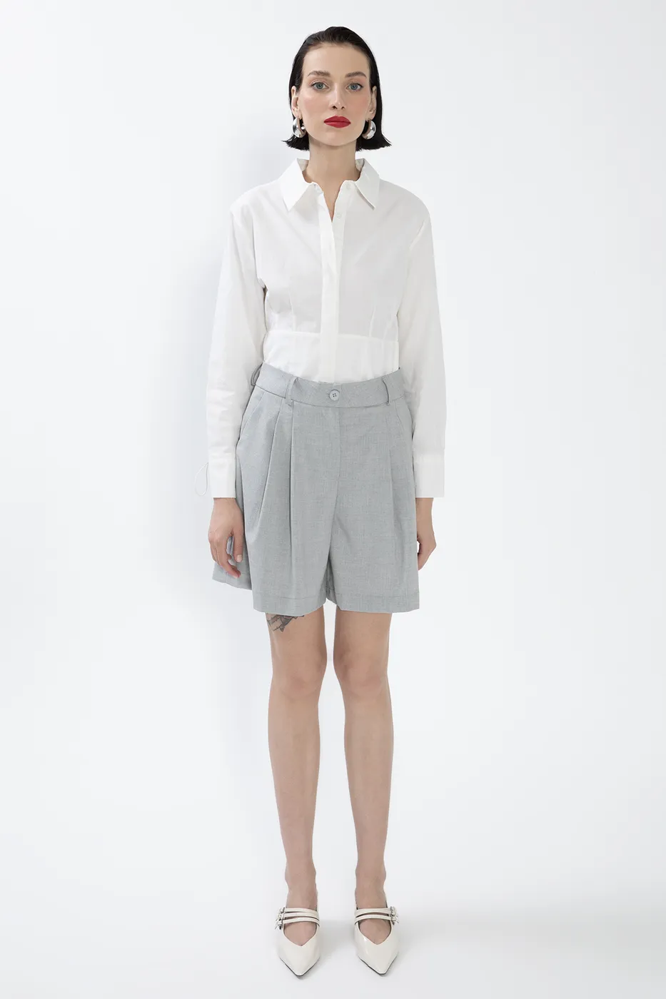 Bayan Gri Bermuda Şort