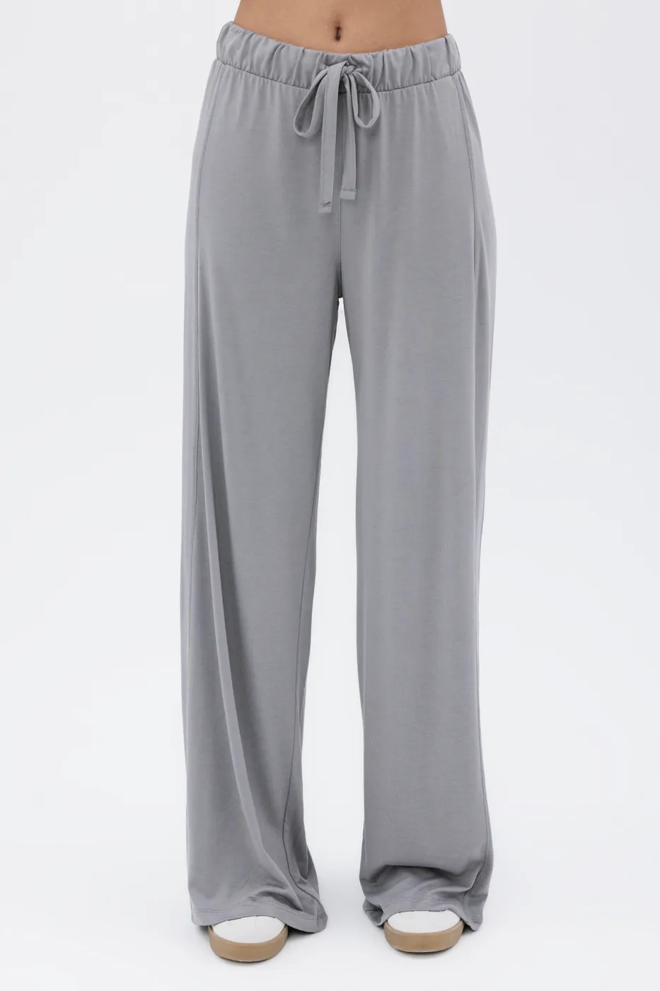 Bayan Gri Bol Paça Pantolon