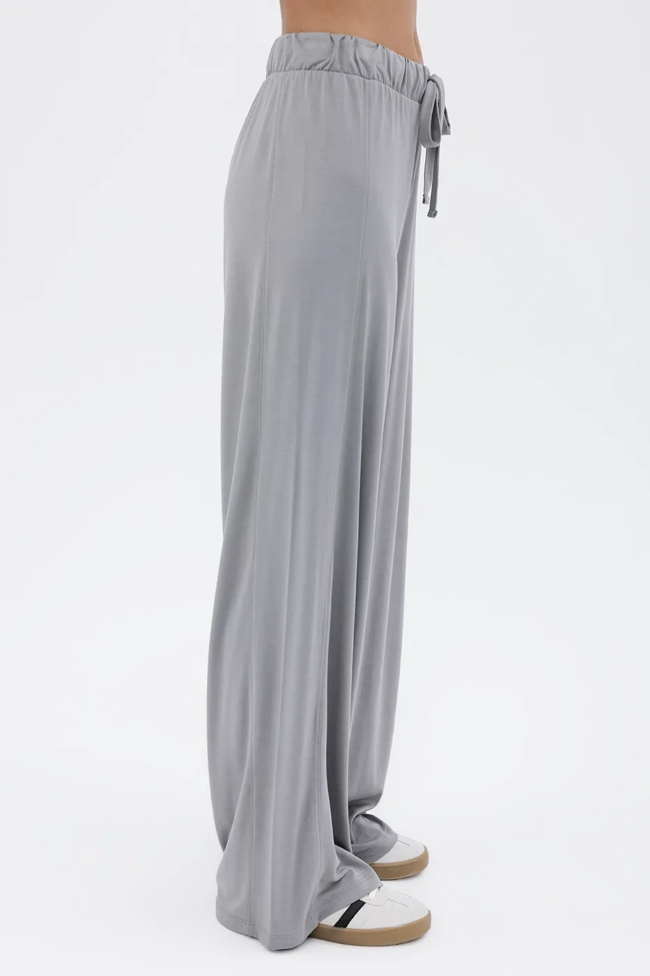 Bayan Gri Bol Paça Pantolon