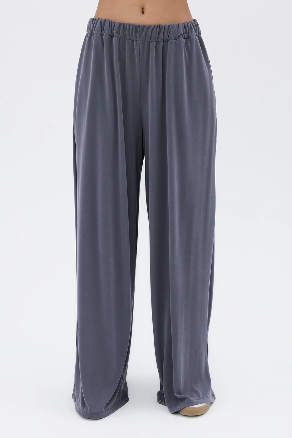 Bayan Gri Modal Palazzo Dökümlü Pantolon