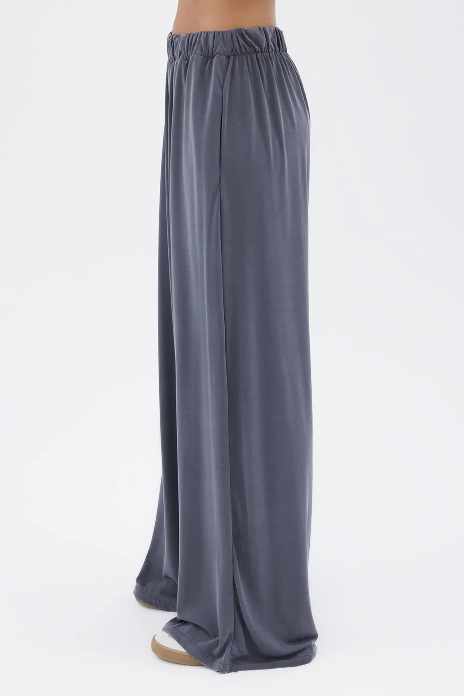 Bayan Gri Modal Palazzo Dökümlü Pantolon