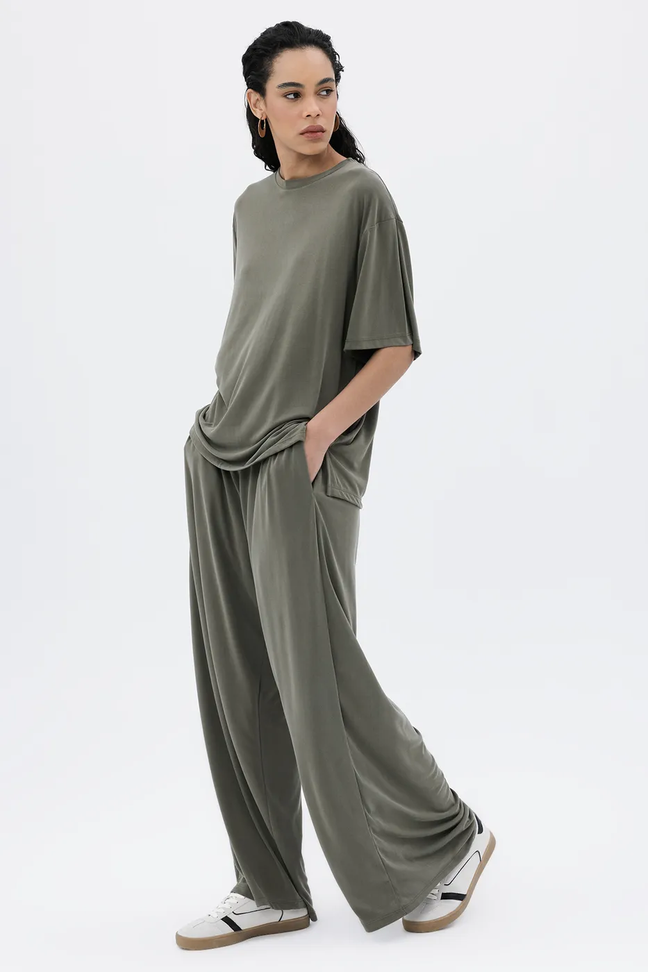 Bayan Haki Modal Palazzo Dökümlü Pantolon
