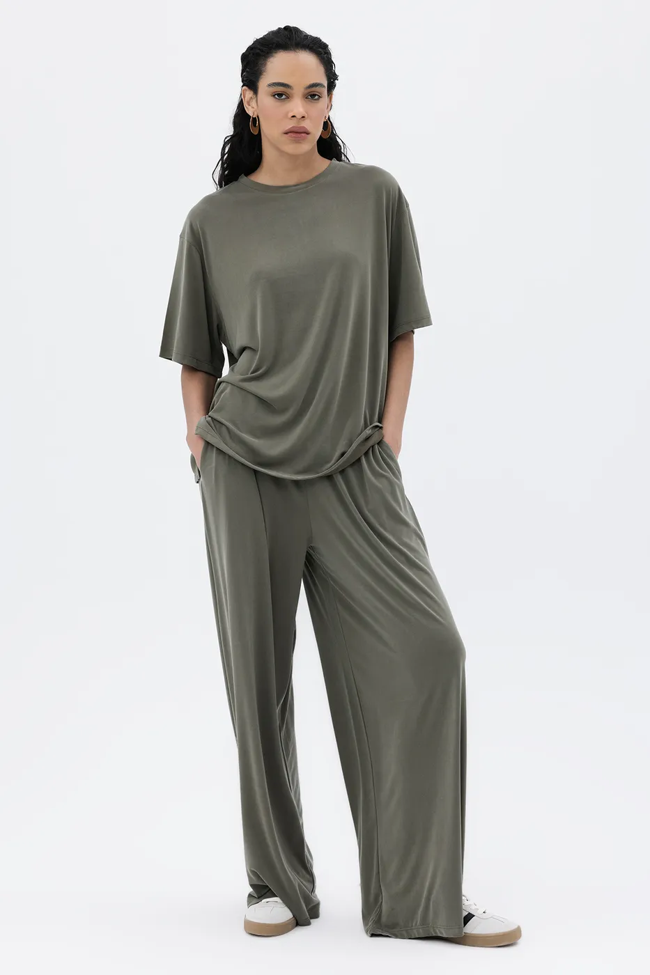 Bayan Haki Modal Palazzo Dökümlü Pantolon