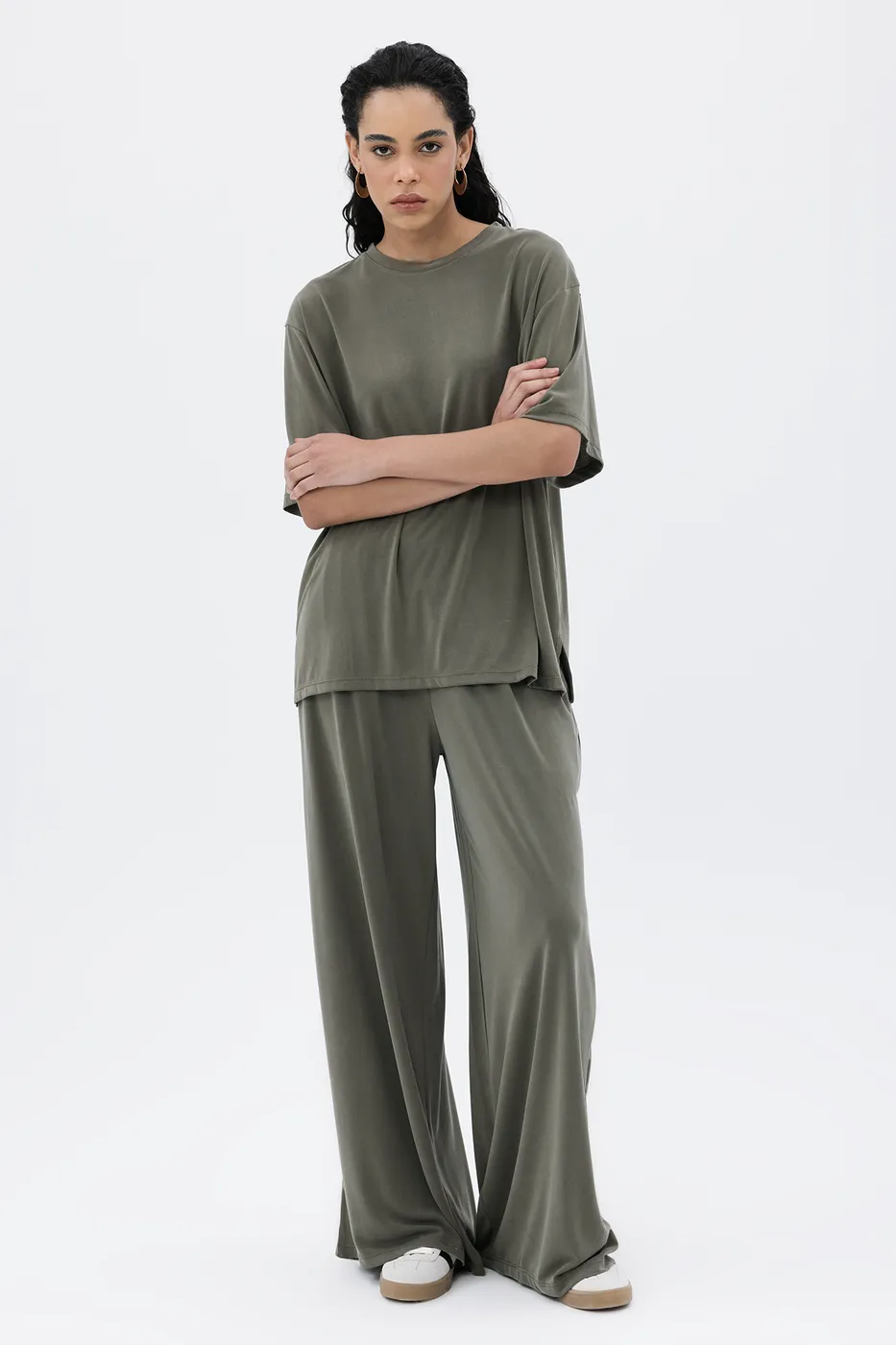 Bayan Haki Modal Palazzo Dökümlü Pantolon