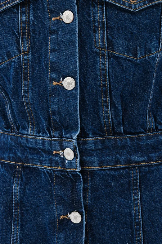 Bayan Lacivert Denim Mini Elbise - BSL