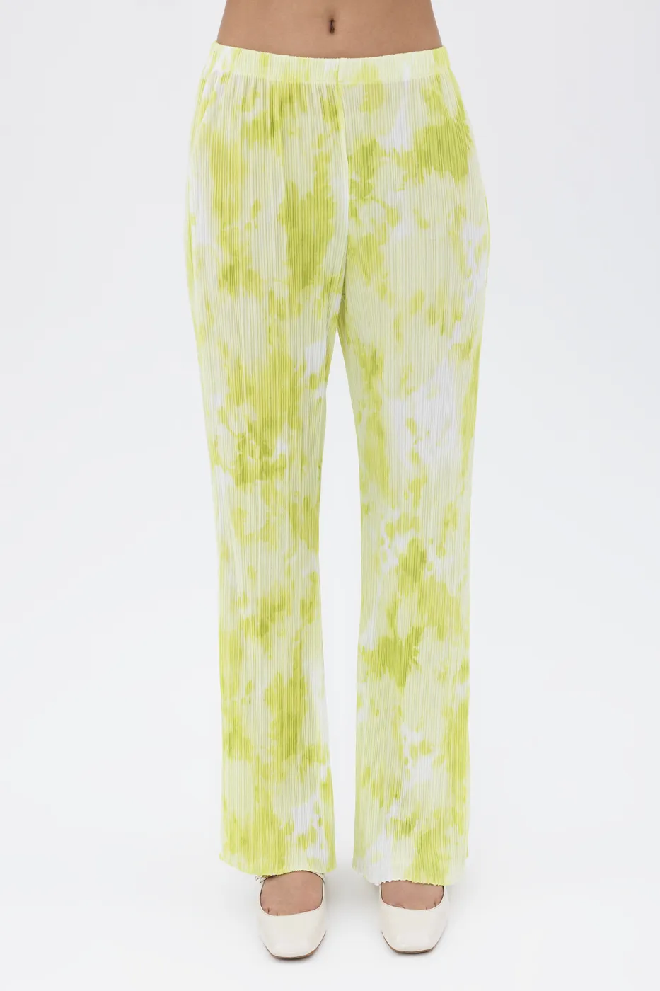 Bayan Yeşil Piliseli Bol Pantolon