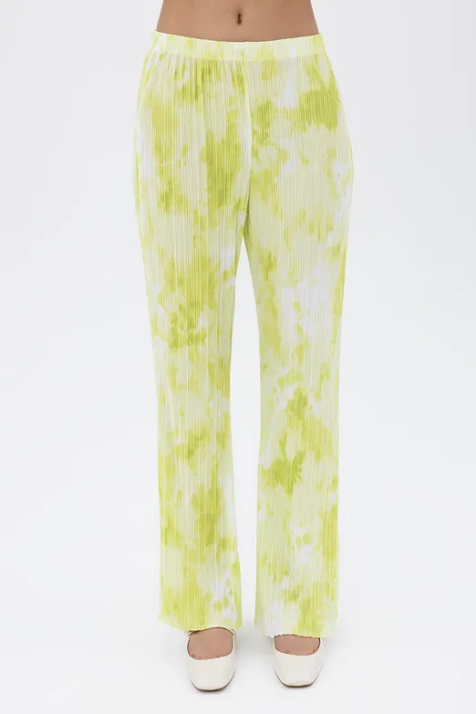 Bayan Yeşil Piliseli Bol Pantolon - BSL