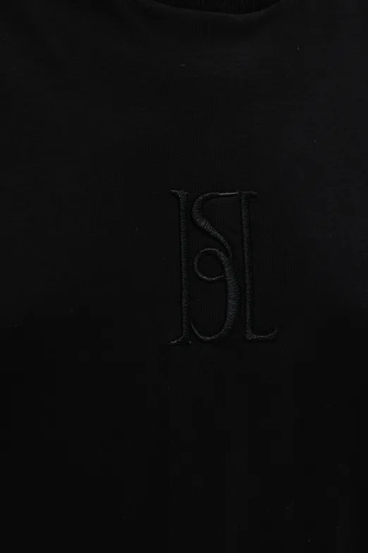 Bayan Siyah Nakışlı Basic Tshirt - BSL