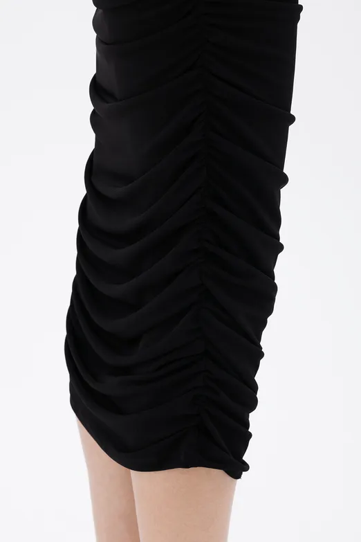 Bayan Siyah Drapeli Midi Kalem Etek - BSL