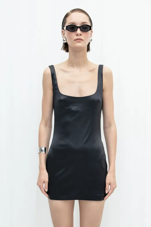 Bayan Siyah Vücuda Oturan Mini Elbise - BSL