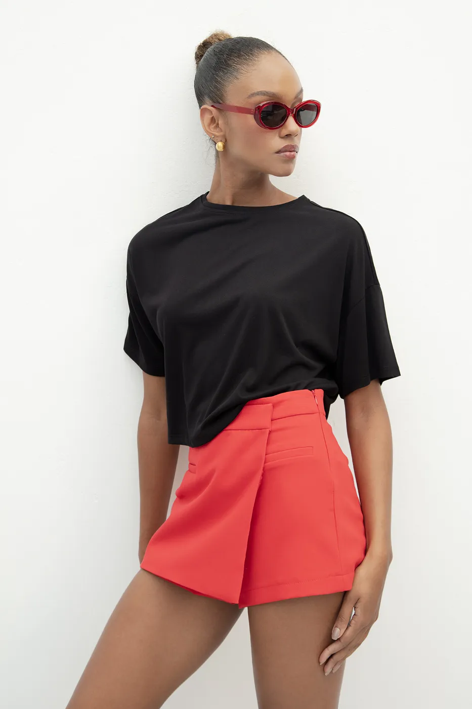 Bayan Siyah Basic Kısa Kollu Tshirt