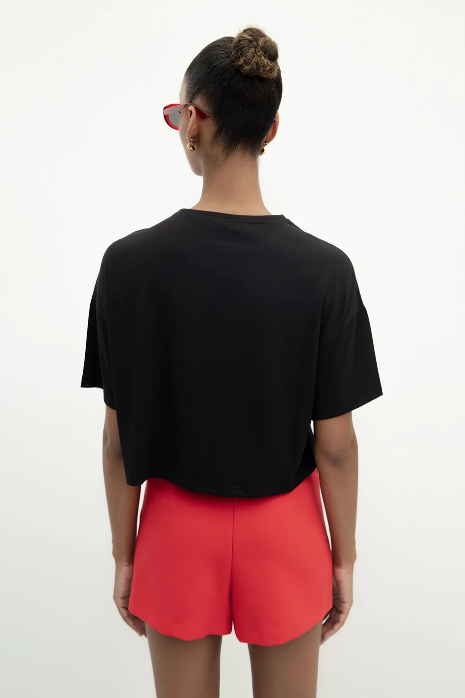 Bayan Siyah Basic Kısa Kollu Tshirt