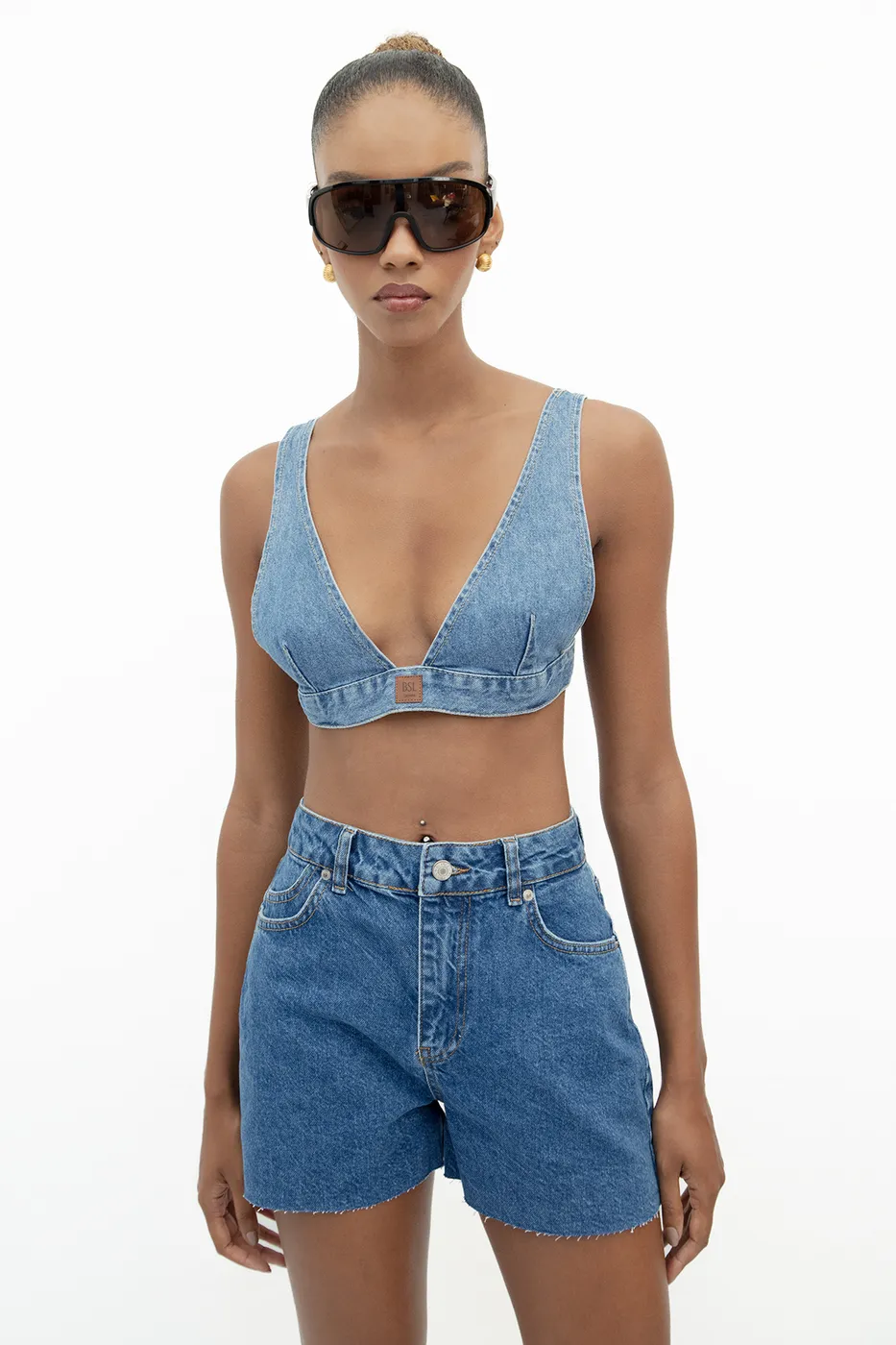 Bayan Mavi Basic Denim Mini Şort