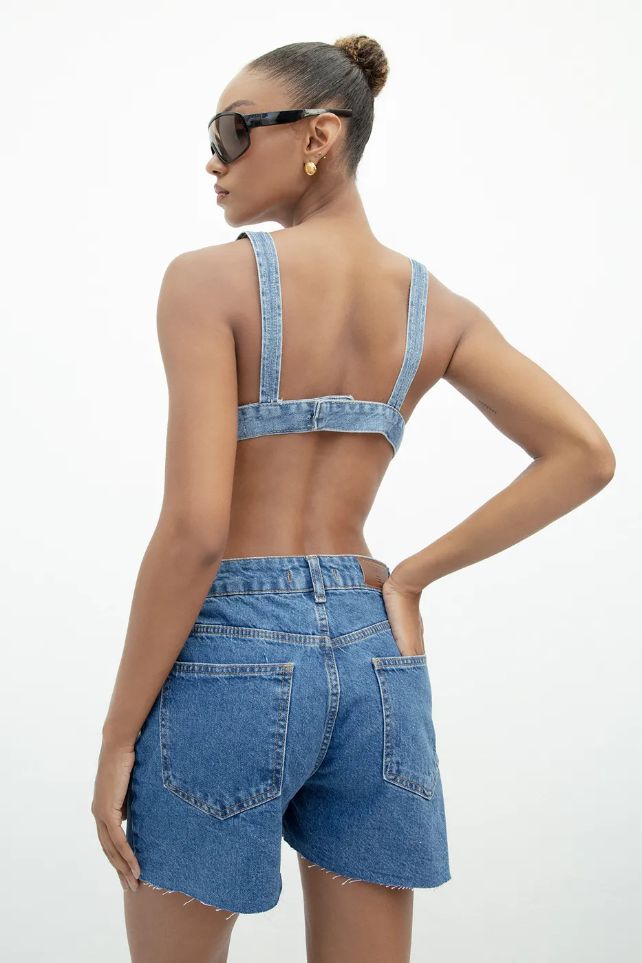 Bayan Mavi Basic Denim Mini Şort
