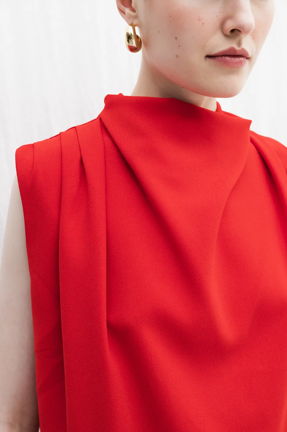 Bayan Kırmızı Dik Degaje Yakalı Bluz