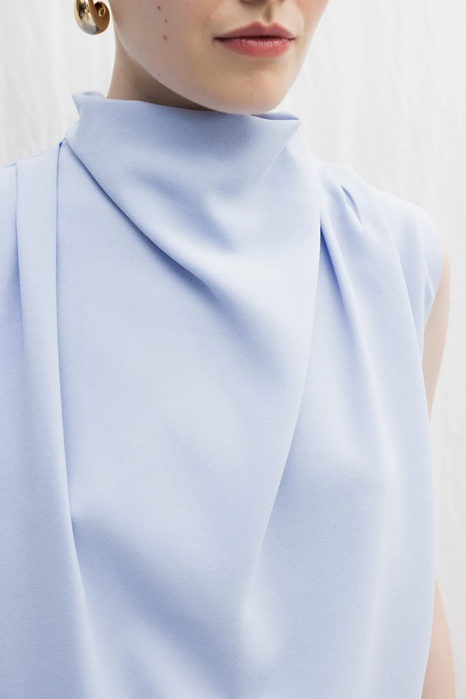 Bayan Mavi Dik Degaje Yakalı Bluz