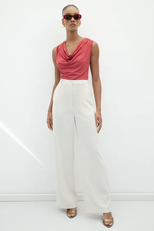 Bayan Taş Düz Kesim Krep Pantolon - BSL