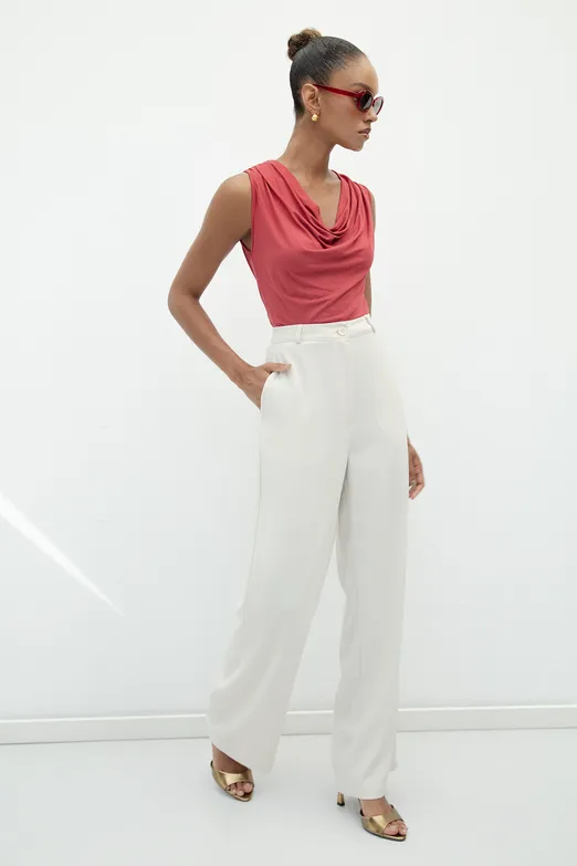 Bayan Taş Düz Kesim Krep Pantolon - BSL