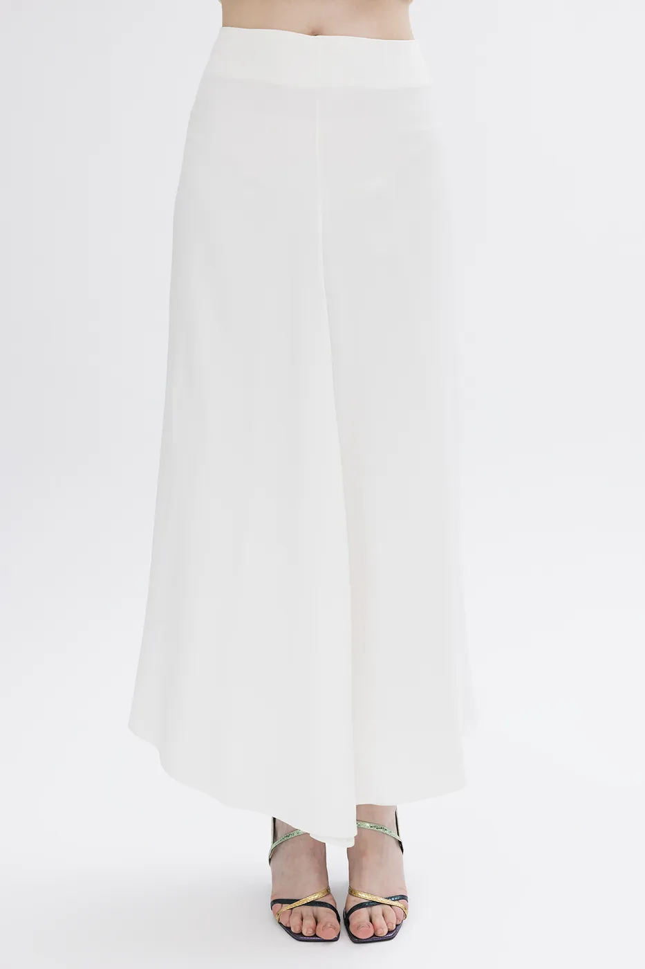 Bayan Beyaz Saten Midi Boy Etek