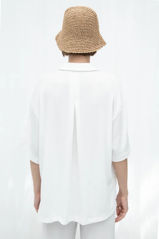 Bayan Ekru Oversize Gömlek - BSL