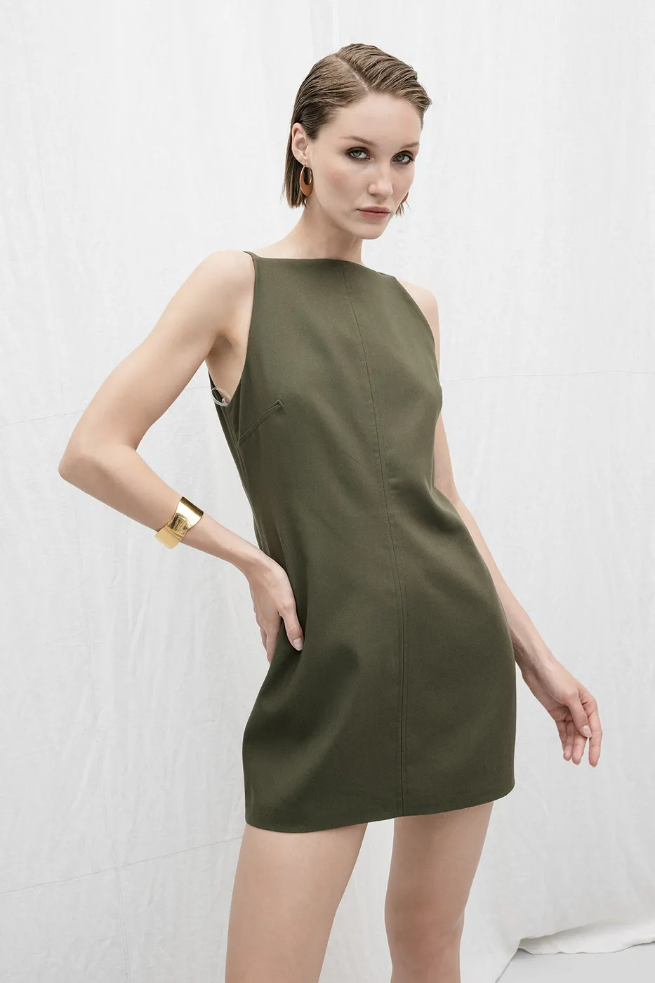 Bayan Haki Askılı Mini elbise