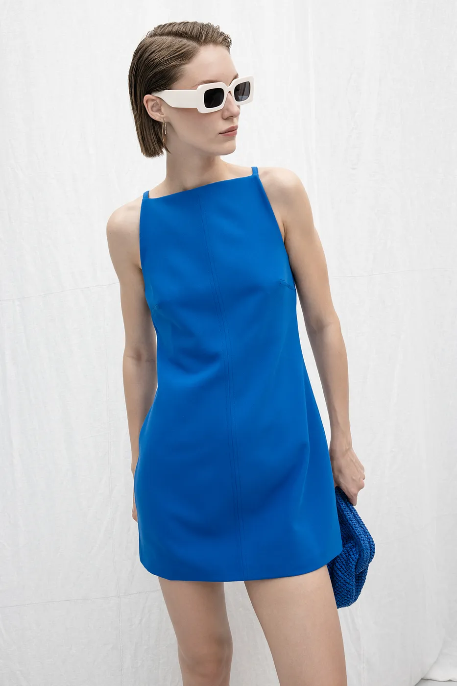 Bayan Sax Askılı Mini elbise