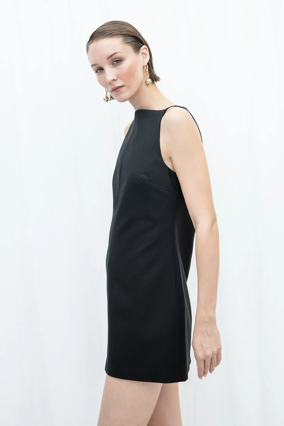 Bayan Siyah Askılı Mini elbise