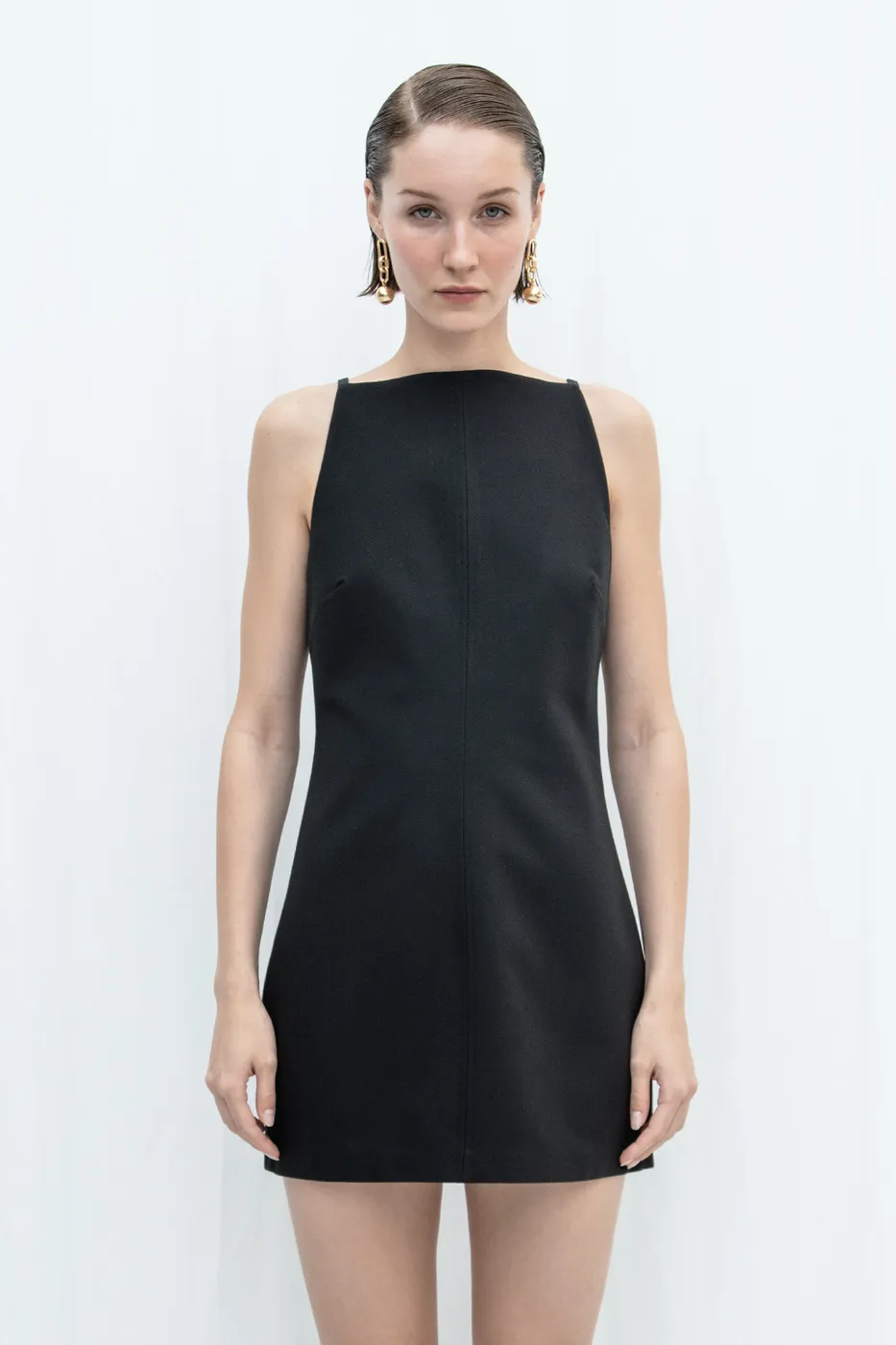 Bayan Siyah Askılı Mini elbise