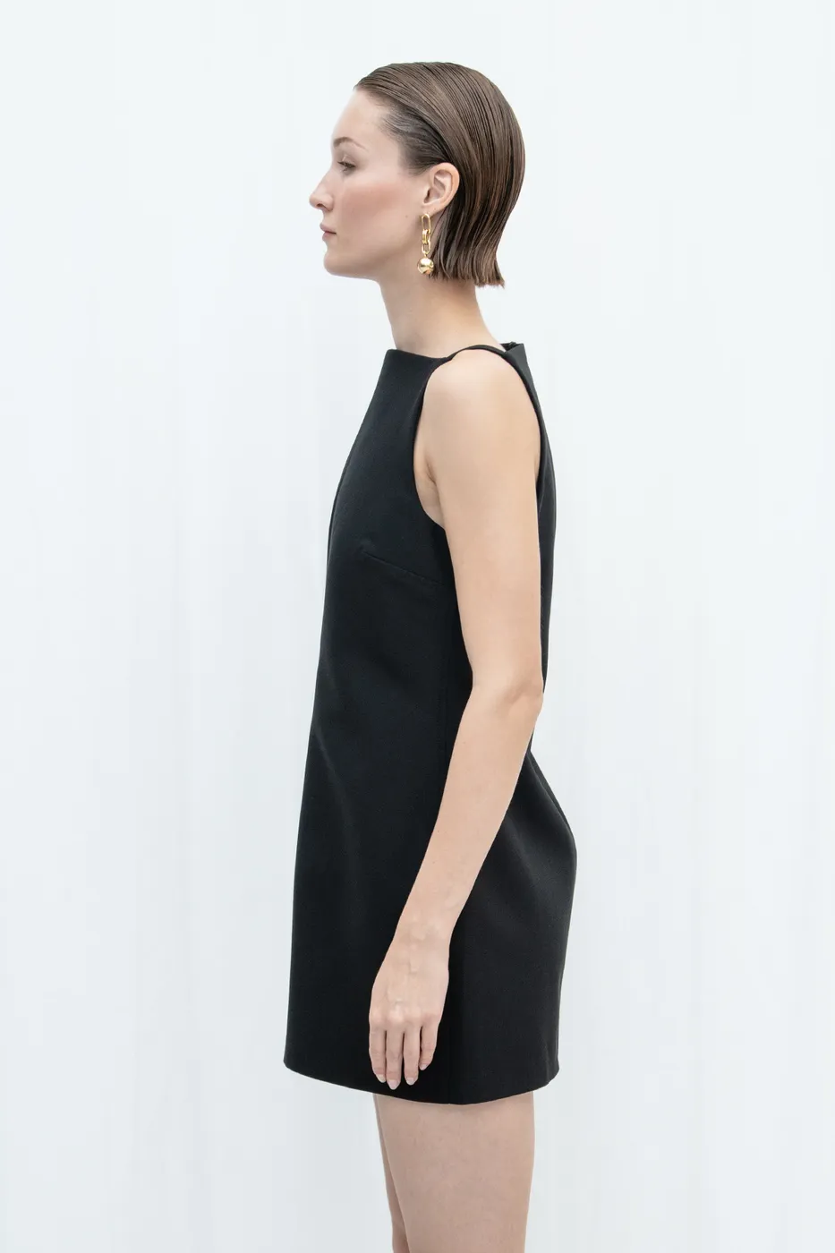 Bayan Siyah Askılı Mini elbise