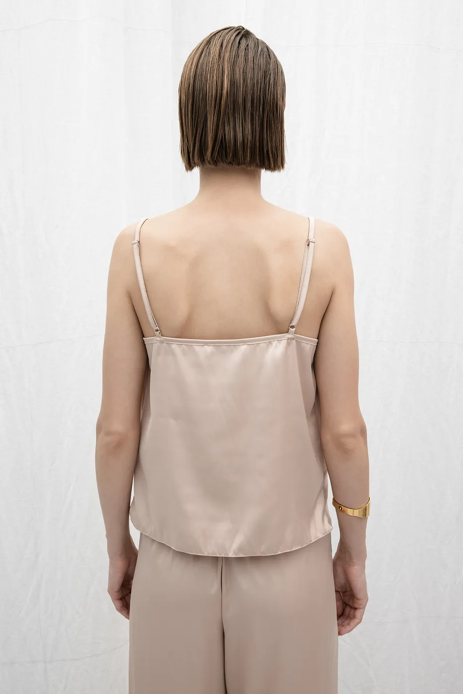 Bayan Pudra Degaje Yakalı Saten Bluz