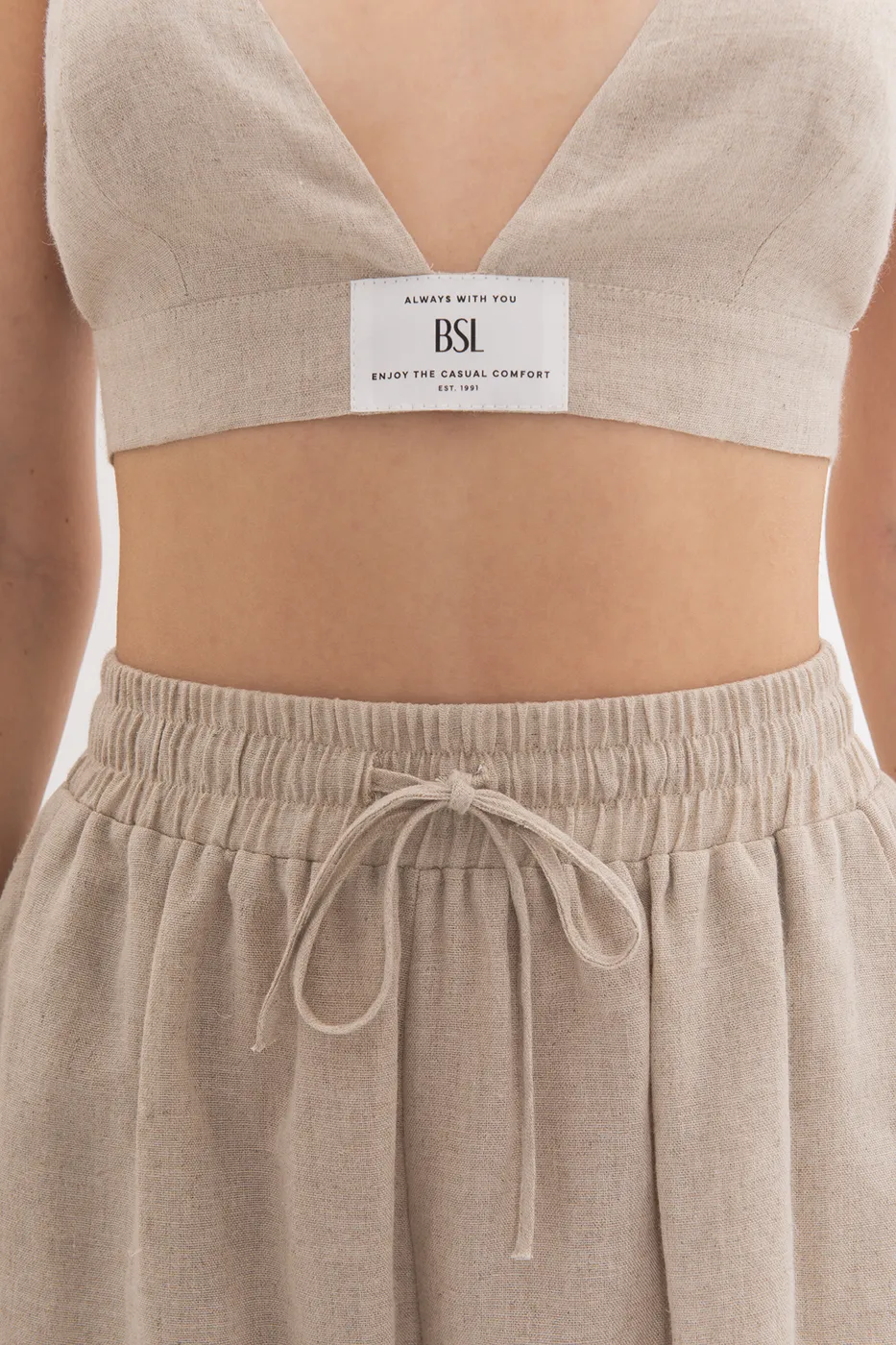Bayan Bej Keten Karışımlı Askılı Büstiyer