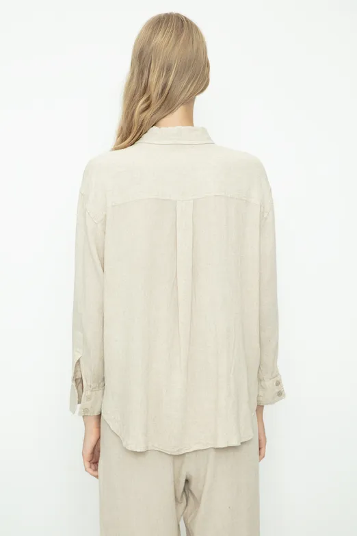 Bayan Bej Keten Gömlek - BSL