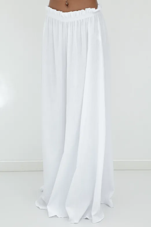Bayan Beyaz %100 Cotton Bol Pantolon - BSL