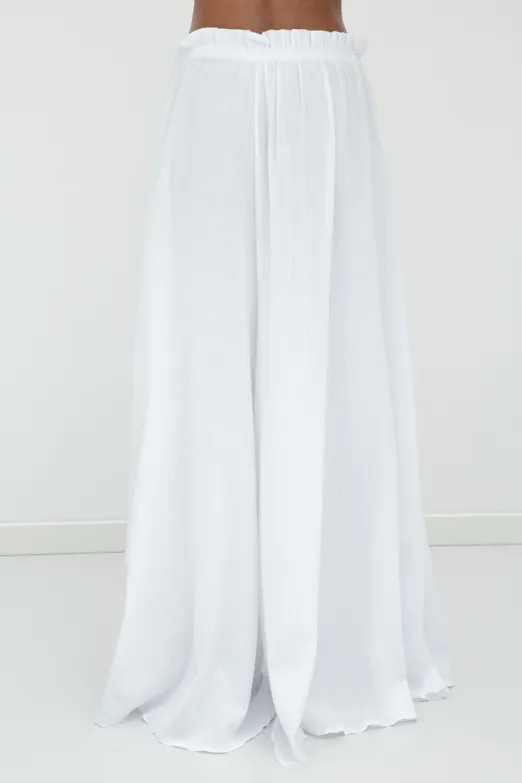 Bayan Beyaz %100 Cotton Bol Pantolon - BSL