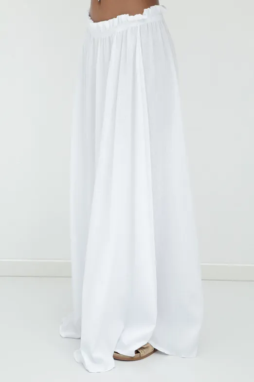 Bayan Beyaz %100 Cotton Bol Pantolon - BSL
