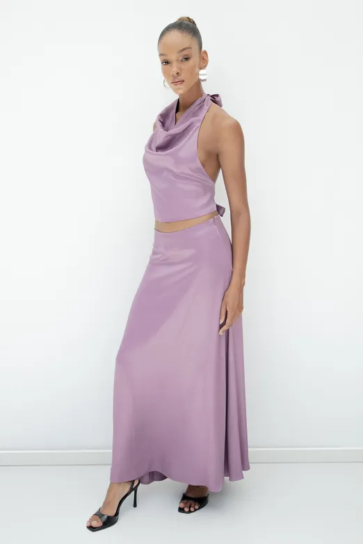 Bayan Pudra Saten Midi Boy Etek - BSL