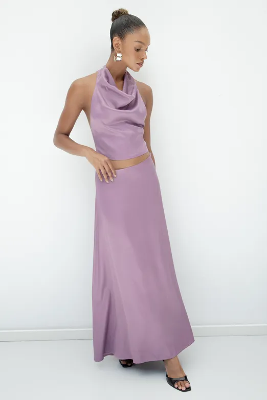 Bayan Pudra Saten Midi Boy Etek - BSL